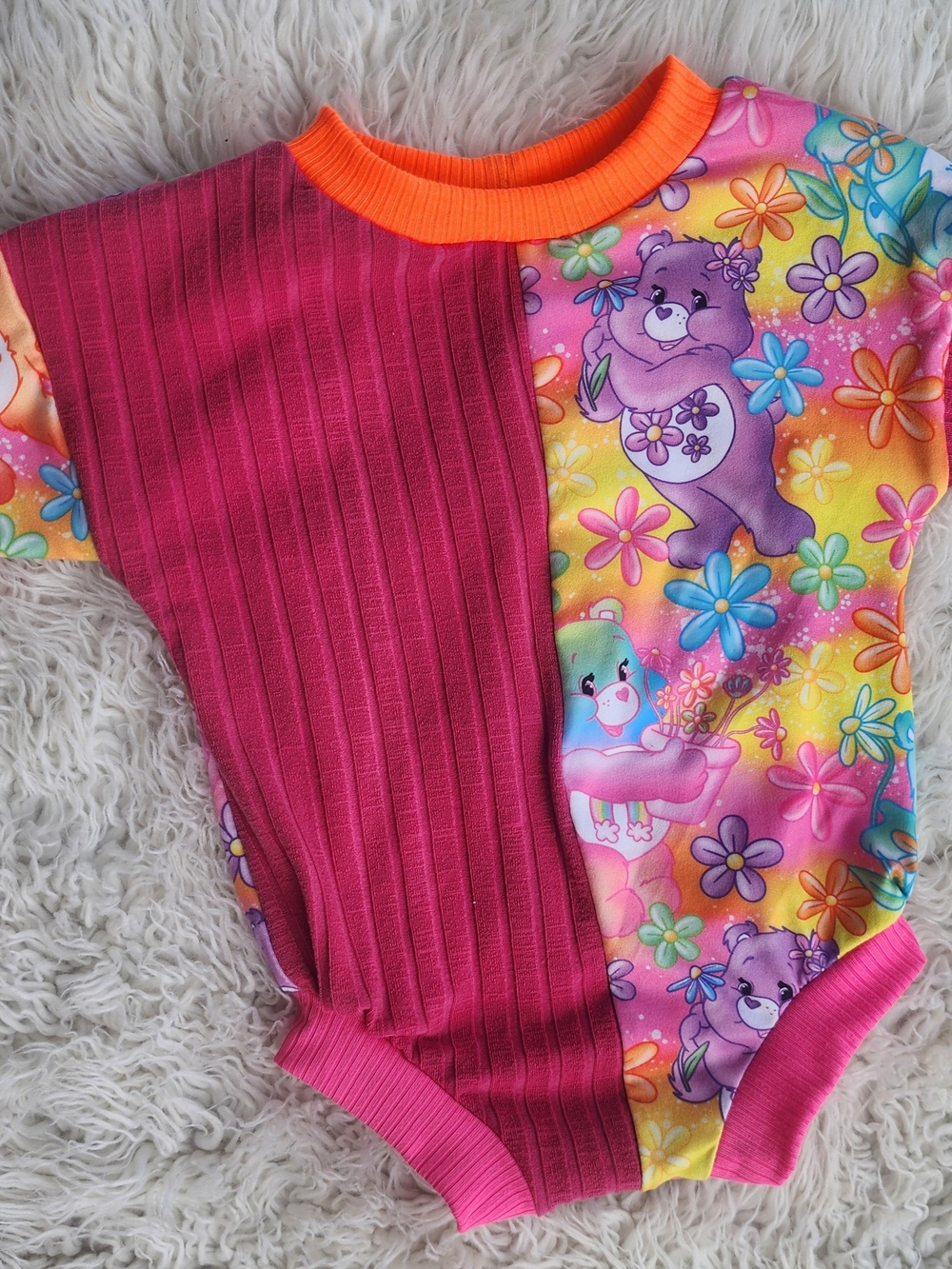 Carebear Romper Sweater Romper Snap Closure 0/3 M Handmade Rainbow Baby Romper